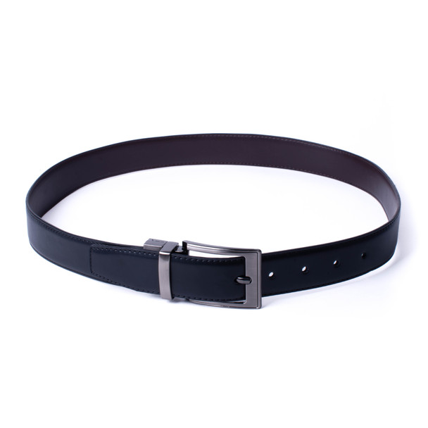 Men's PU Reversible Belt with Silver Buckle - RVMPU-2