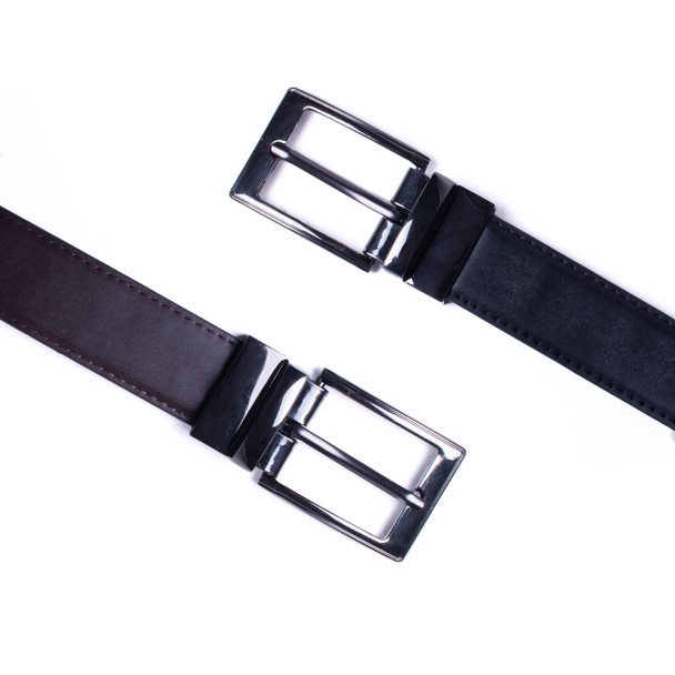 Men's PU Reversible Belt with Black Buckle -RVMPU-3