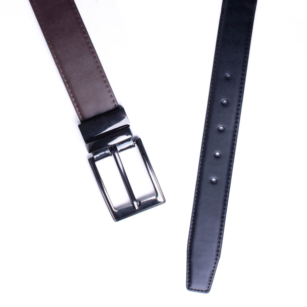 Men's PU Reversible Belt with Black  Buckle -RVMPU-3