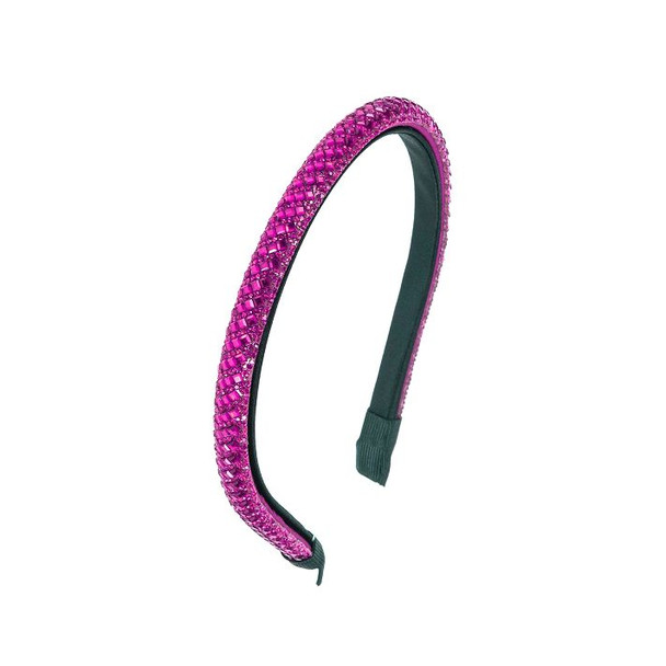 Fuchsia Pink Rhinestone Slim Headband - 72096FU
