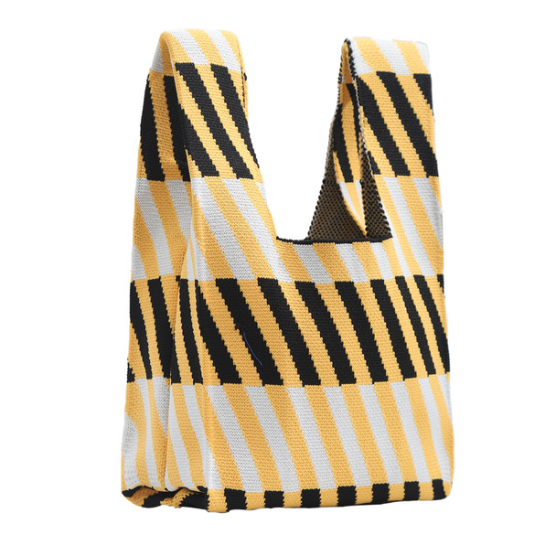 Mini Yellow Diagonal Knit Tote Bag -KTBG05