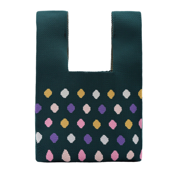 Mini Polka Dot Pattern Knit Tote Bag -KTBG06