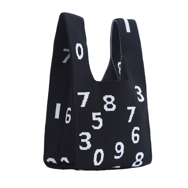 Mini Numbers Pattern Knit Tote Bag -KTBG09