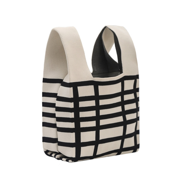 Mini Black on White Knit Tote Bag -KTBG13