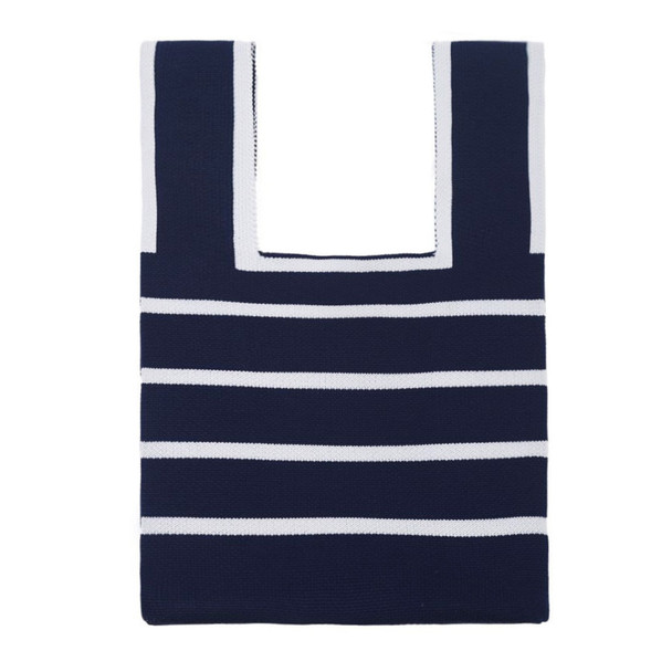 Mini Navy Stripe Pattern Knit Tote Bag - KTBG20