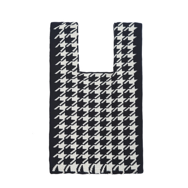 Mini Houndstooth Pattern Knit Tote Bag -KTBG24
