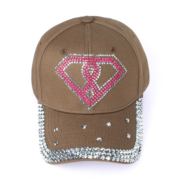 Bling Studs Cap Brown "Breast Cancer "-CP9632