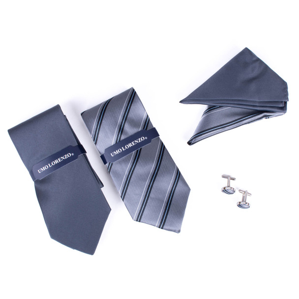 2 TIE & 2 HANKY WITH CUFFLINKS SET (BOXED)-THCX12ASST-FW
