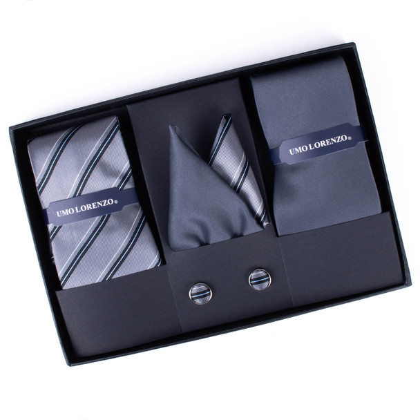 2 TIE & 2 HANKY WITH CUFFLINKS SET (BOXED)-THCX12ASST-FW