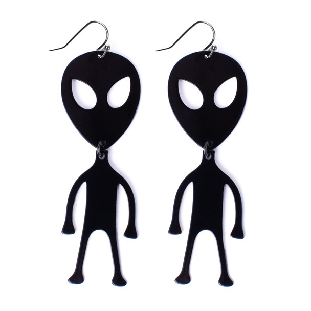 Alien Earrings- All Black - 28225HJT-BN