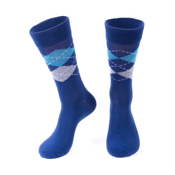 Mens 12 Pair Assorted Dress Poly Socks-VIND12ASST-A 