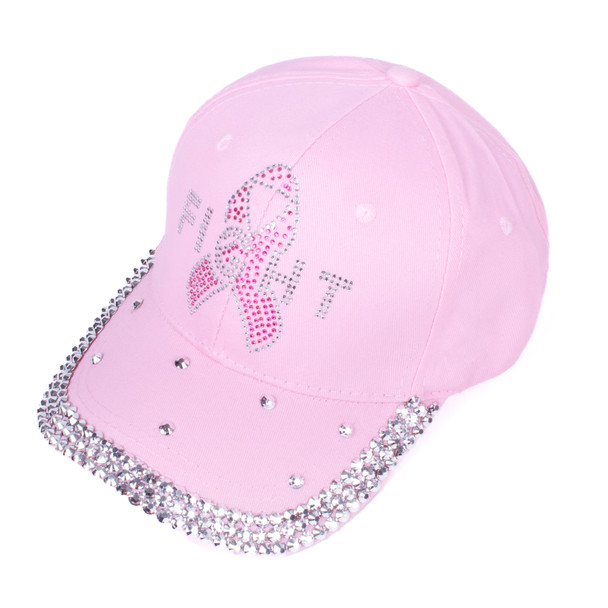 Fight Breast Cancer Awareness Crystal Bling Cap-CP9617