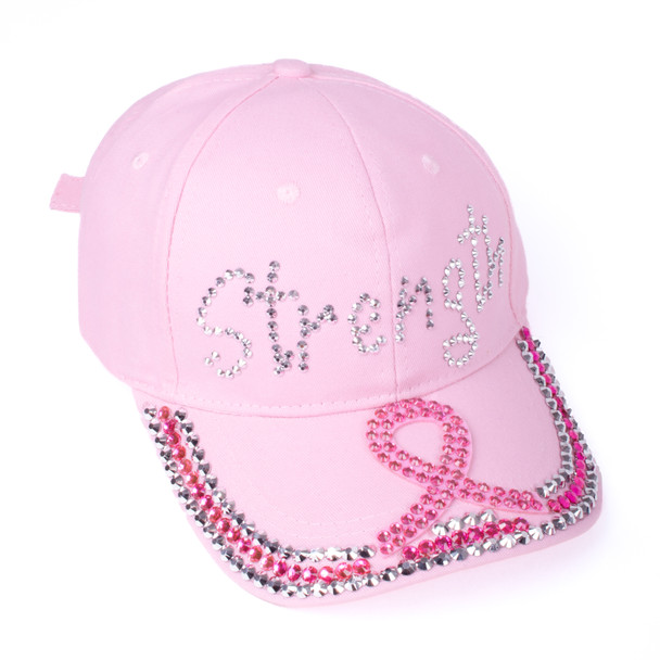 Strength Breast Cancer Awareness Crystal Bling Cap -CP9619