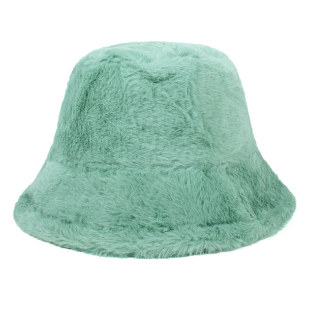 Ladies Faux Fur Plush Bucket Hat-BKHT1201