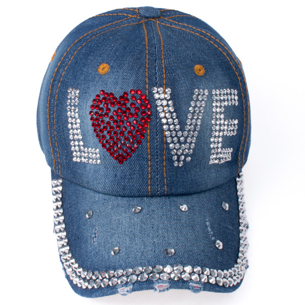  Bling Studs Love Heart Baseball Cap- CP9578