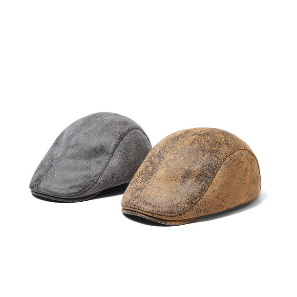 Men's Faux Aged Leather Ivy Hat-IFW1733