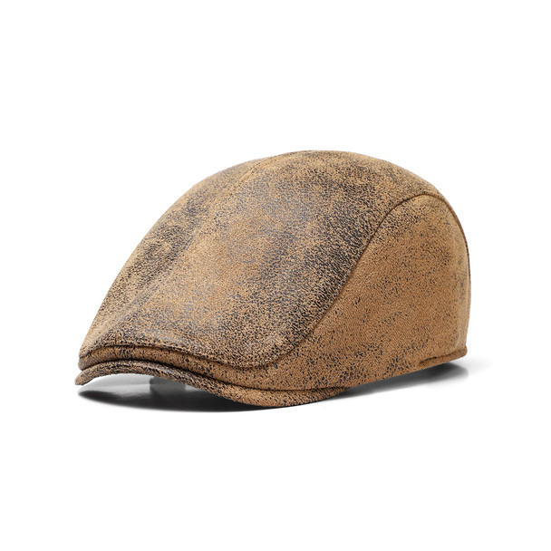 Men's Faux Aged Leather Ivy Hat-IFW1733