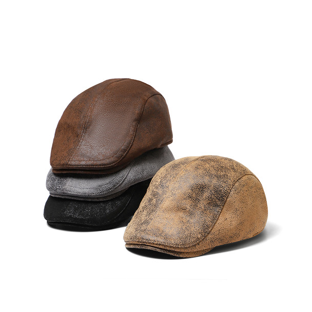 Men's Faux Aged Leather Ivy Hat-IFW1733