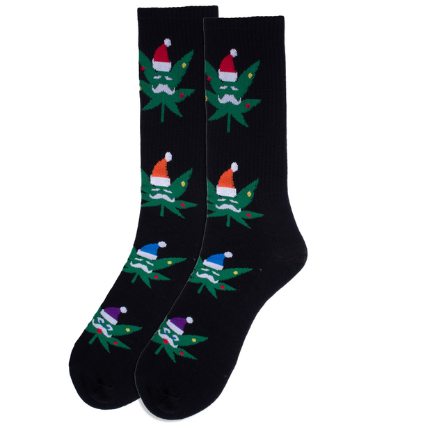 Men's Christmas Cannabis Socks-NVPS2051-BK