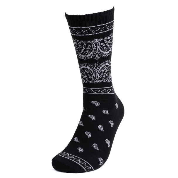 Men's Ribbed Paisley Bandana Novelty Socks-NVPS2047