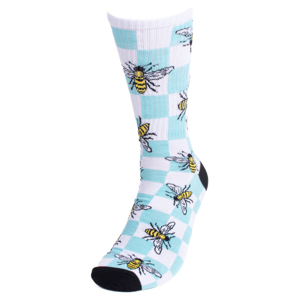 Men's Checker Bumble Bee Ribbed Socks - NVPS2044-TQ