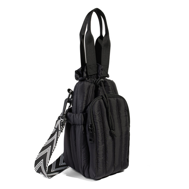 Ladies Black Quilted Nylon Bottle Holder Sling bag- LCBG1458-BK