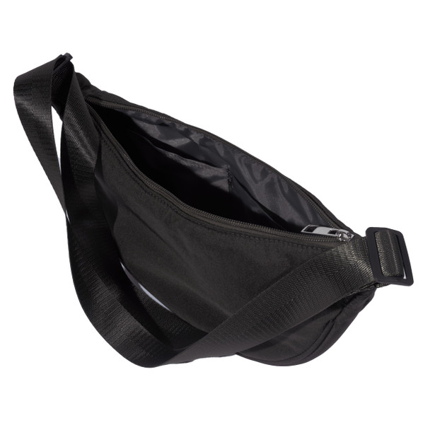 Ladies Athletic Black Solid Nylon Crescent Crossbody Bag- LCBG1459