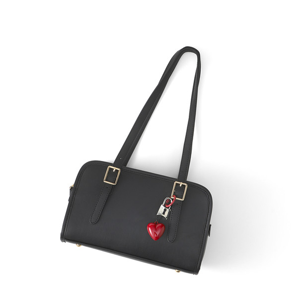 Lois Shoulder Bag with Hearts and Lock Charm -LCBG1490-BK