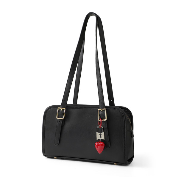 Lois Shoulder Bag with Hearts and Lock Charm -LCBG1490-BK
