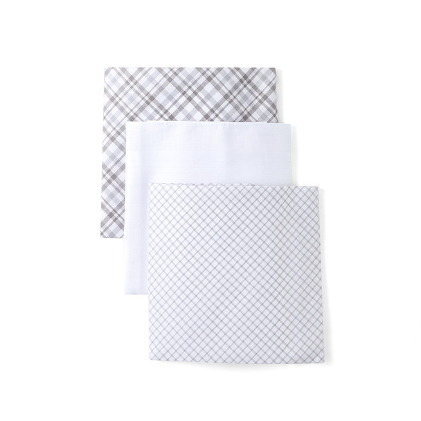 Men's Cotton Solid, Striped & Plaid Gray Handkerchiefs - MFB1773