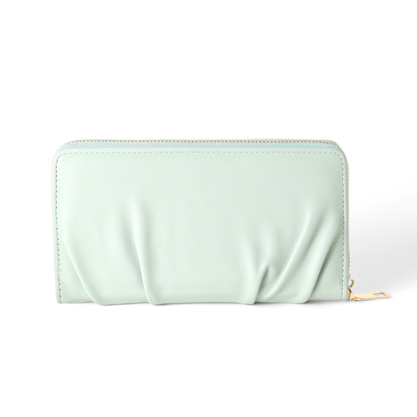 Pastel Ruched PU Leather Zip Wallet- LWBG1212