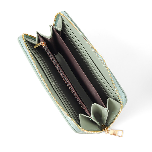 Pastel Ruched PU Leather Zip Wallet- LWBG1212