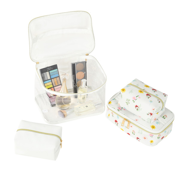 4PC Wild Floral Print Cosmetic Set- LNCTB2019-BEI