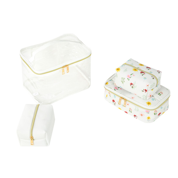 4PC Wild Floral Print Cosmetic Set- LNCTB2019-BEI