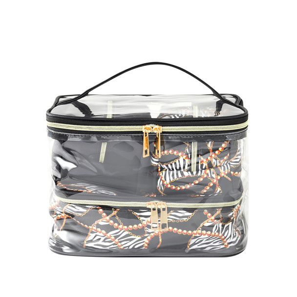 4pc Zebra & Chain Print Cosmetic Set-LNCTB2014-BK