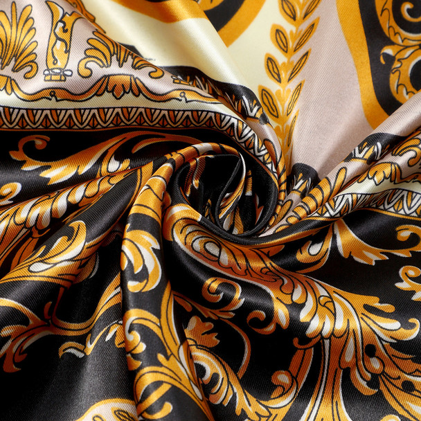 Satin Polyester Rococo Print Scarf   - SFC1009