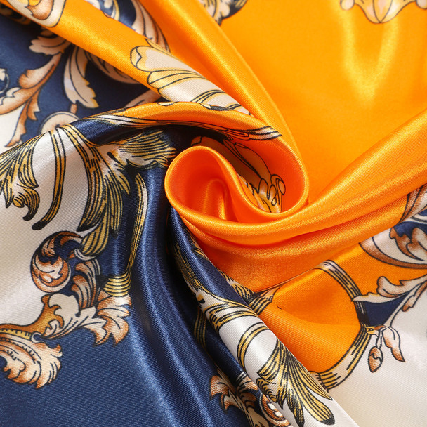 Satin Polyester Rococo Print Scarf- SFC1010