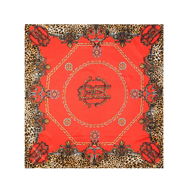 Satin Polyester Leopard Baroque Chain Print Scarf - SFC1012-RD