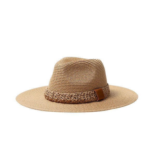 Ladies Wide Brim Sun Straw Hat with Braided Band-LFH1121