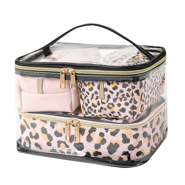 4pc Cheetah Pink Cosmetic Set-LNCTB2006-PK