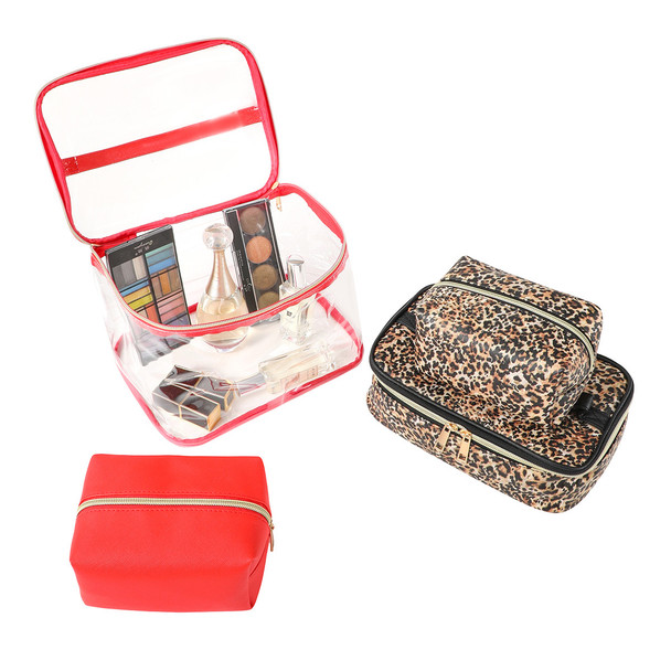 4pc Leopard Red Cosmetic Set- LNCTB2040-BK 4pc Leopard Red Cosmetic Set- LNCTB2040-BK