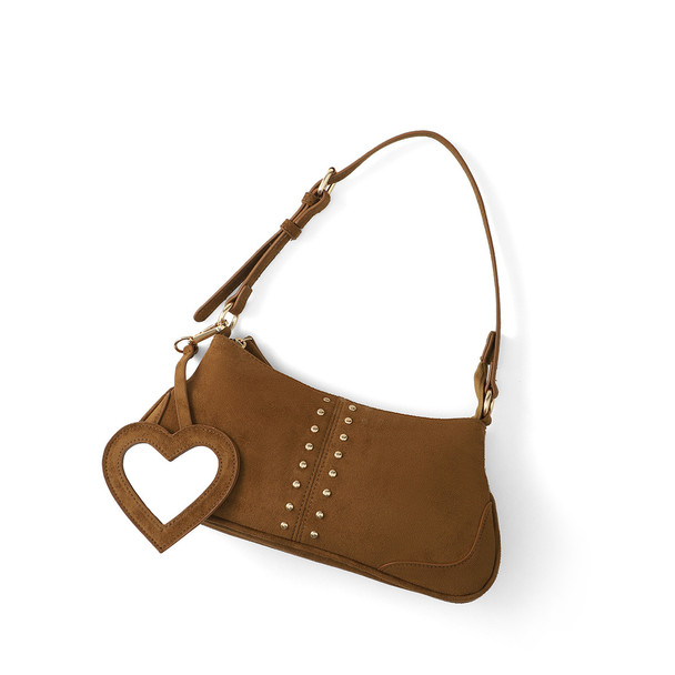 Sydnee Suede Shoulder Bag with Heart Mirror Charm -LCBG1505