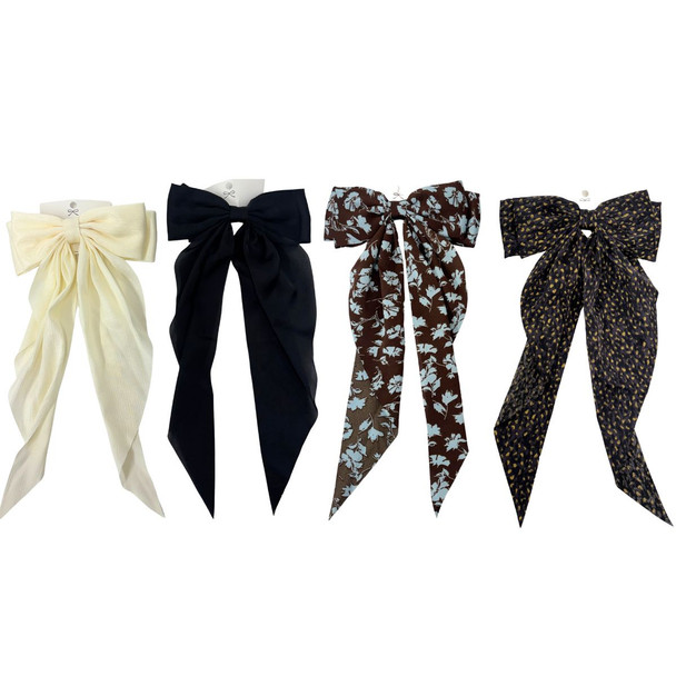 4PK Random Assorted Ribbon Hair Clip set-4BOW-ASSORTED 4PK Random Assorted Ribbon Hair Clip set-4BOW-ASSORTED