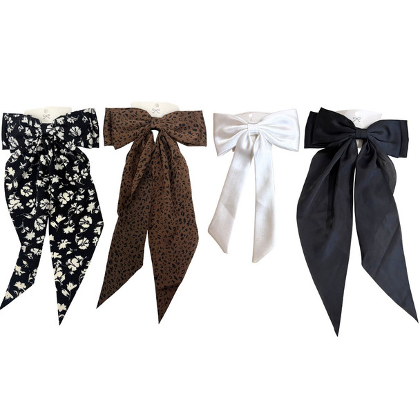 4PK Random Assorted Ribbon Hair Clip set-4BOW-ASSORTED 4PK Random Assorted Ribbon Hair Clip set-4BOW-ASSORTED