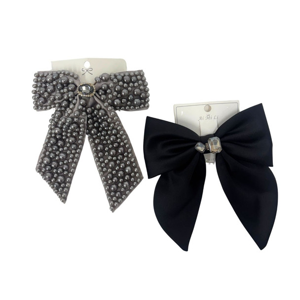 2Pc Large Decorative Ribbon Hair Clips-2PC-BOWS 2Pc Large Decorative Ribbon Hair Clips-2PC-BOWS