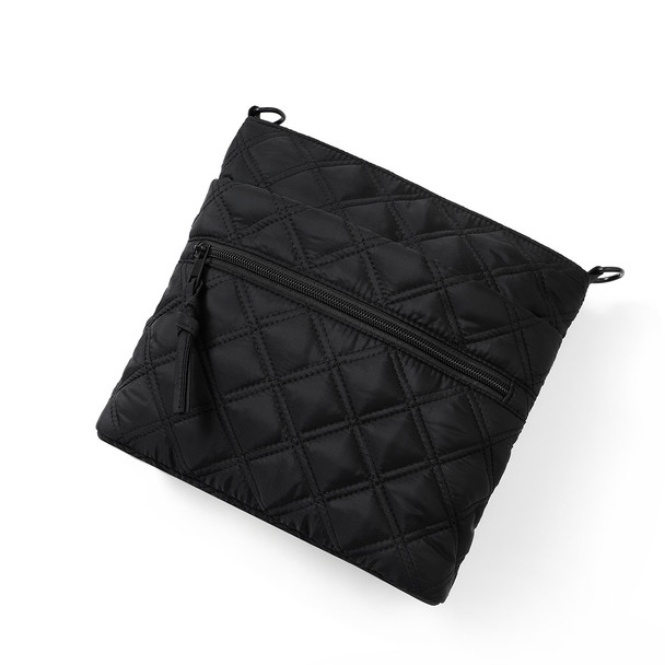 Helley Crossbody with Puffer Knotted Zip-LCBG1482-BK Helley Crossbody with Puffer Knotted Zip-LCBG1482-BK