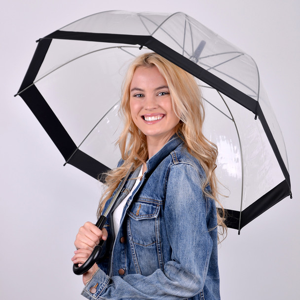 See-Thru-Bubble Wind-Resistant Premium Clear Umbrella with Color Border UC18