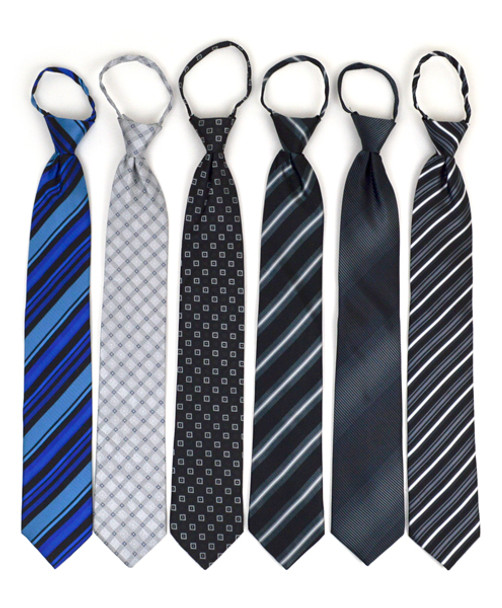 6pc Pack Poly Woven Mixed Zipper Ties - Black