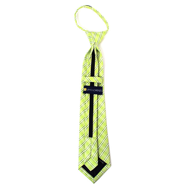 Boy's 14" Plaid Lime Zipper Tie