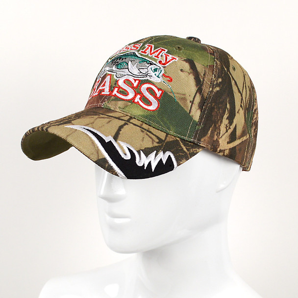 "Kiss My Bass" Camo 3D Embroidered Baseball Cap, Hat EBC10296